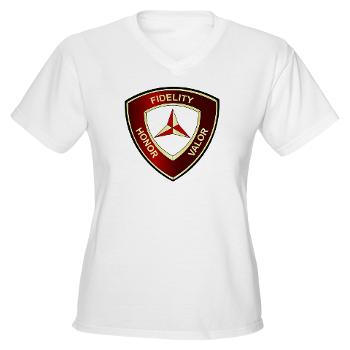 HB3MD - A01 - 01 - Headquarters Bn - 3rd MARDIV - Women's V-Neck T-Shirt